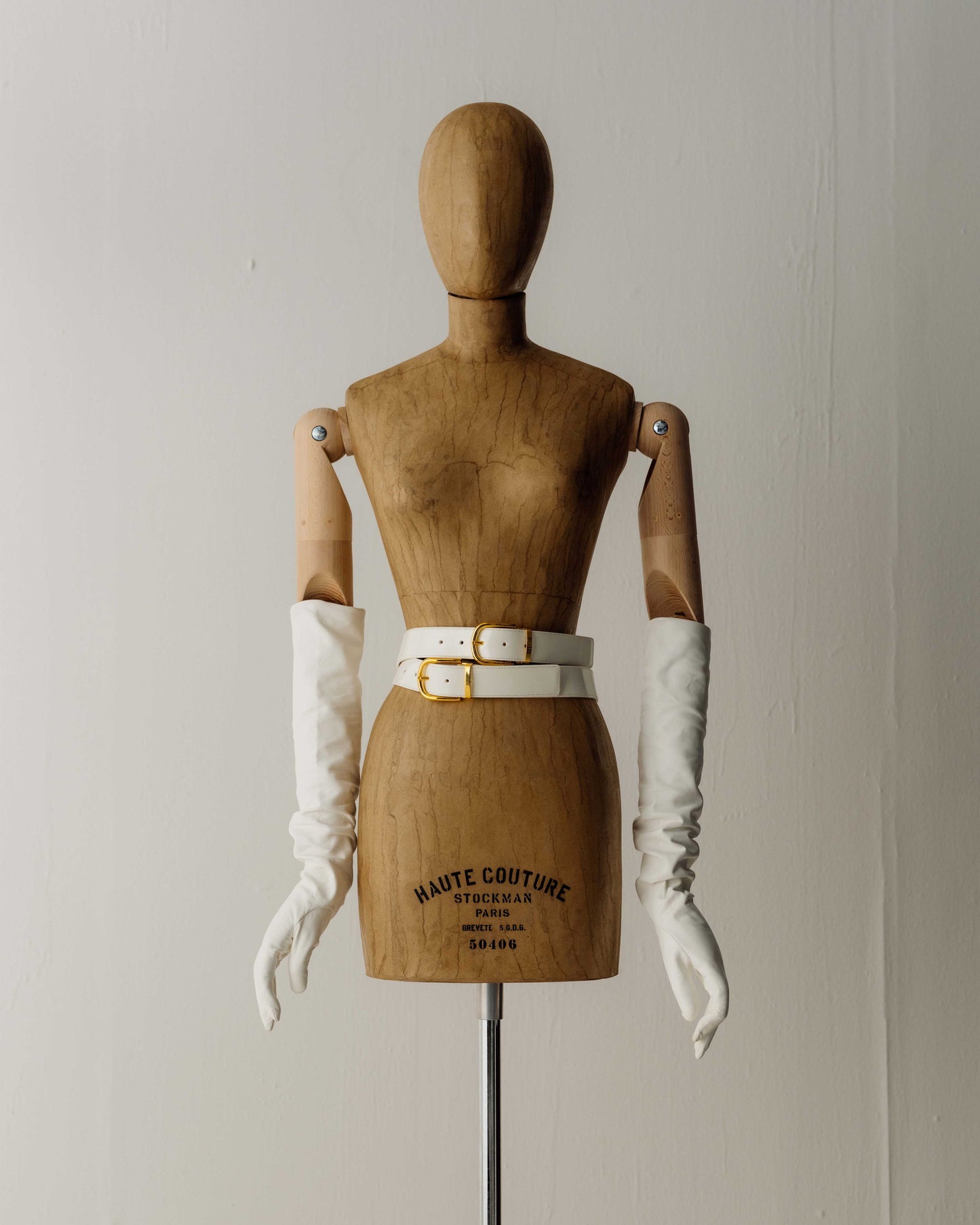 Her White Long Leather Gloves