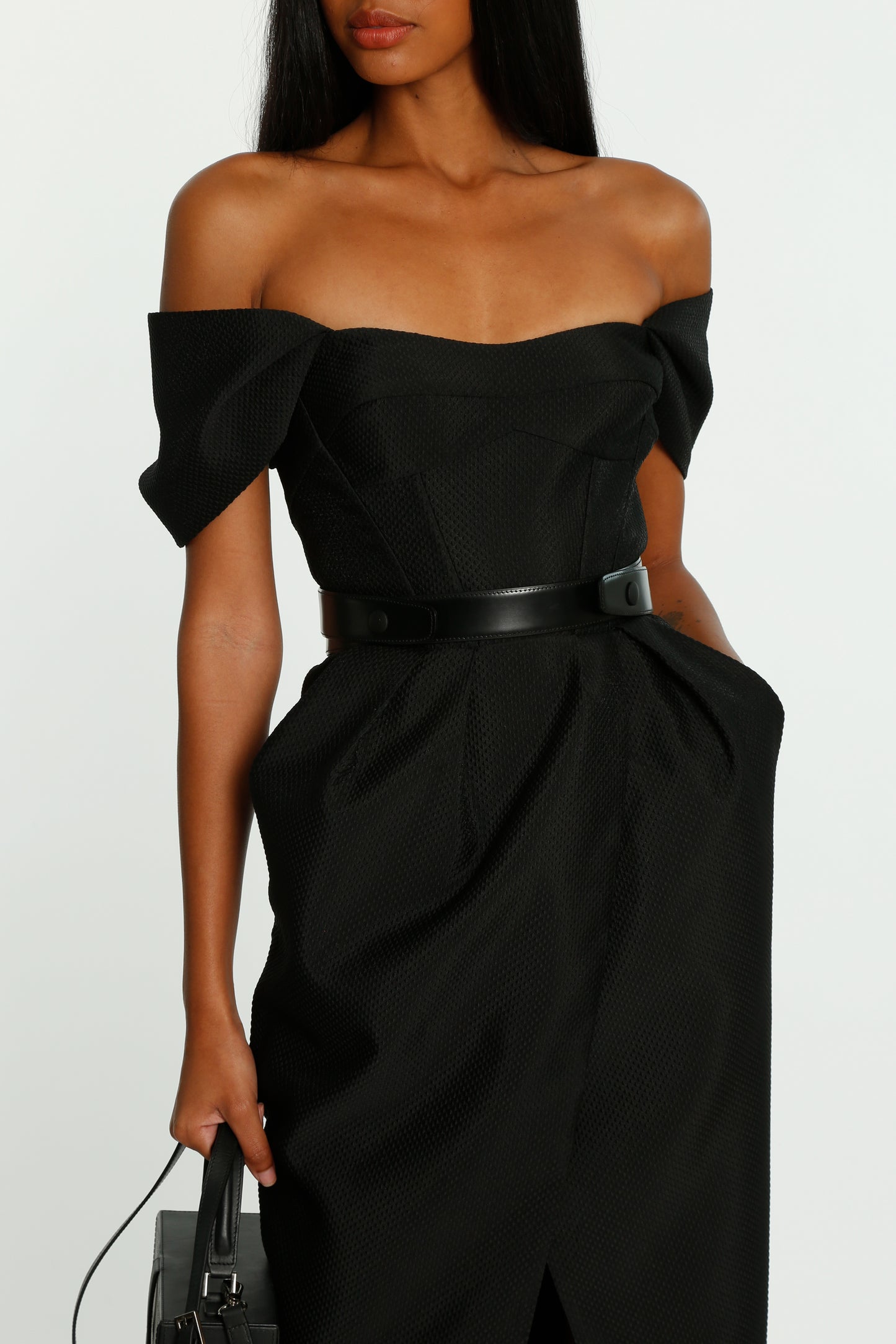 Black Long Jacquard Evening Dress