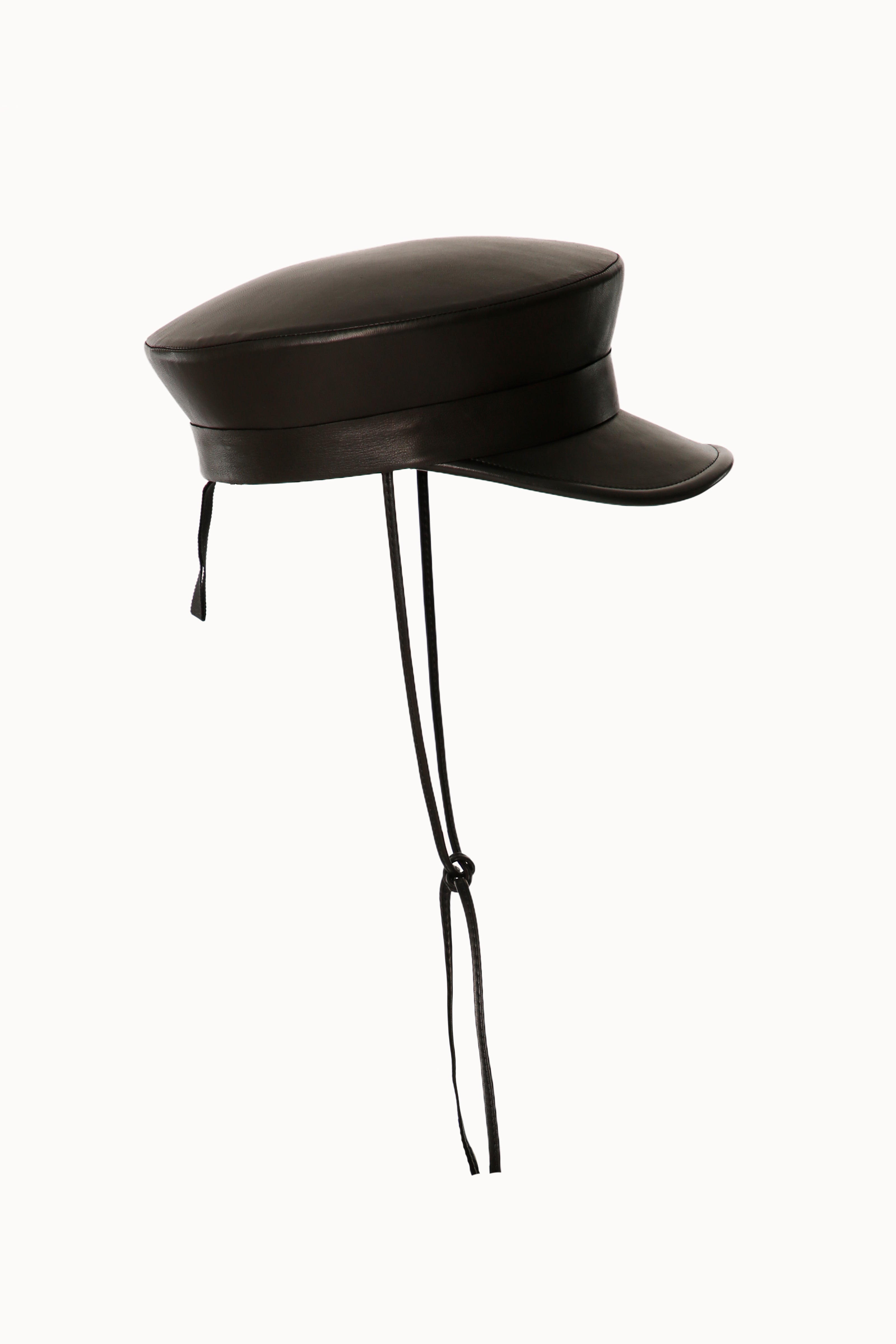 Black Leather Bibi Sailor Hat – Kristina Fidelskaya