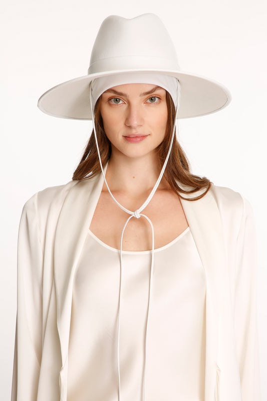 White Leather Brigitte Hat