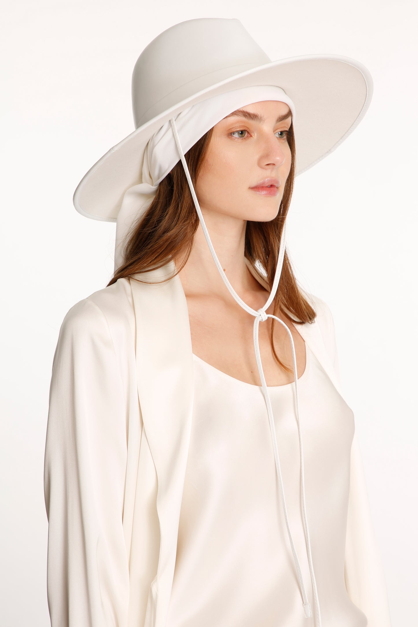 White Leather Brigitte Hat