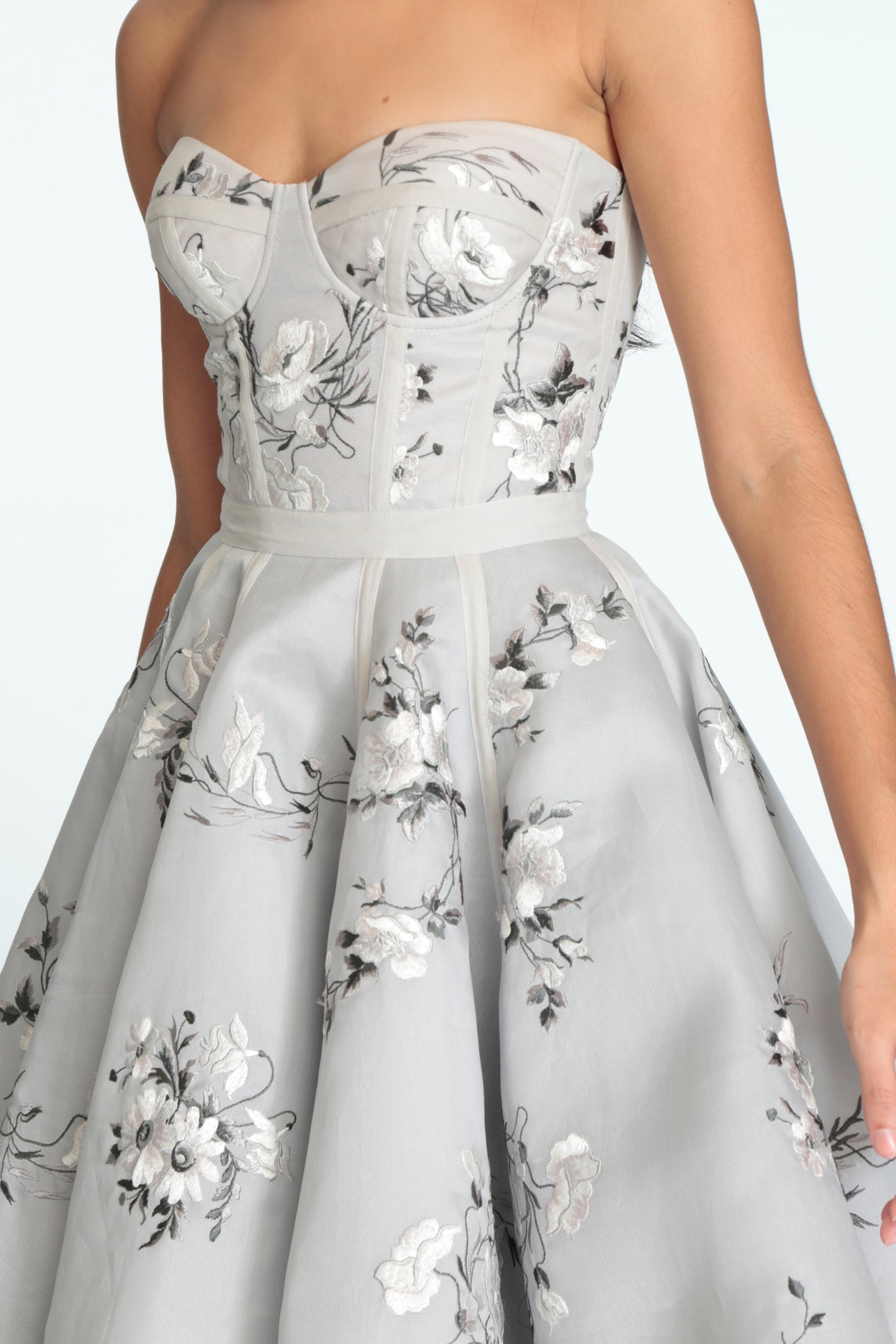 Embroidered Silk Corset Dress