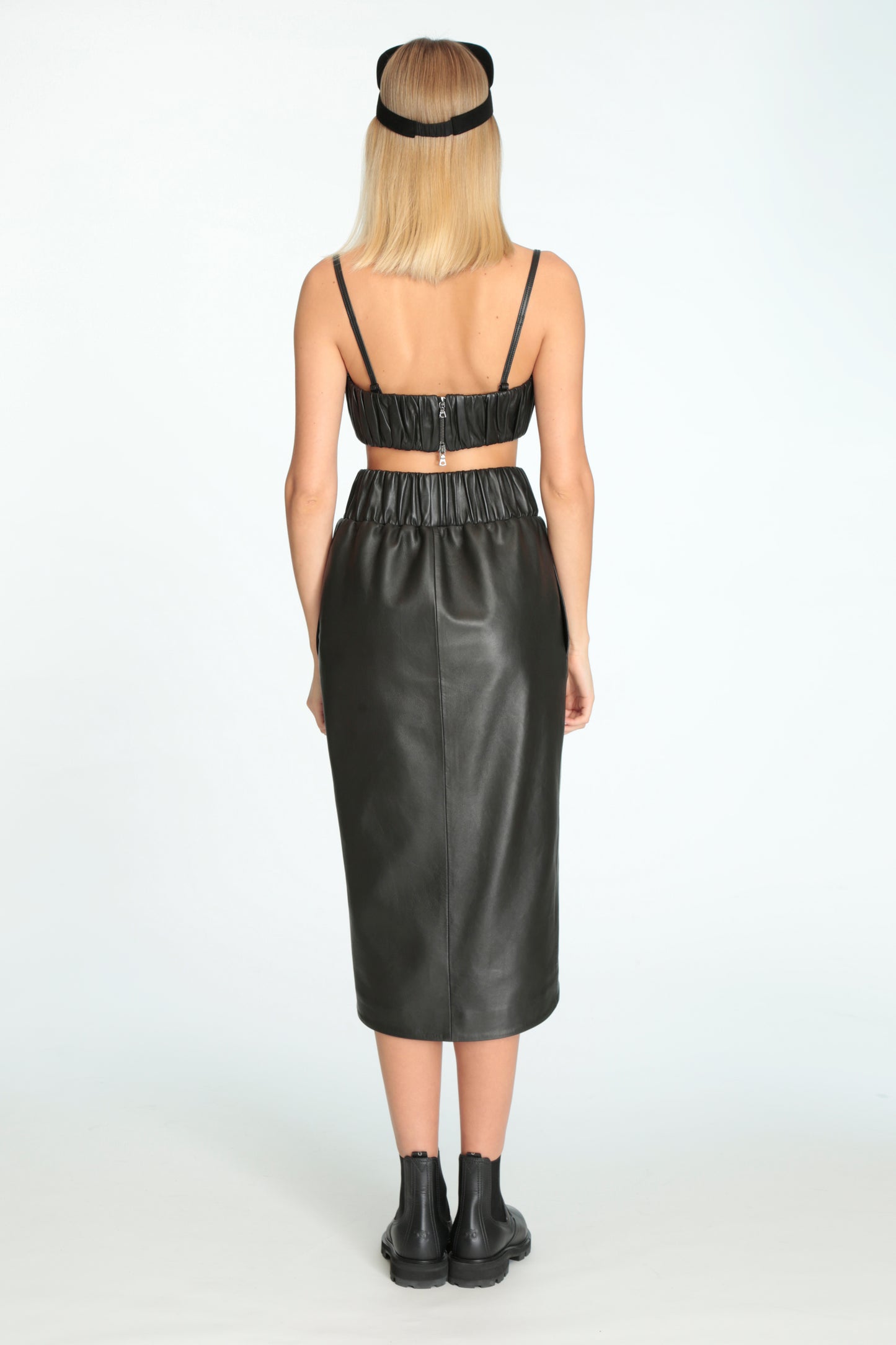 Ruched Leather Bra Top