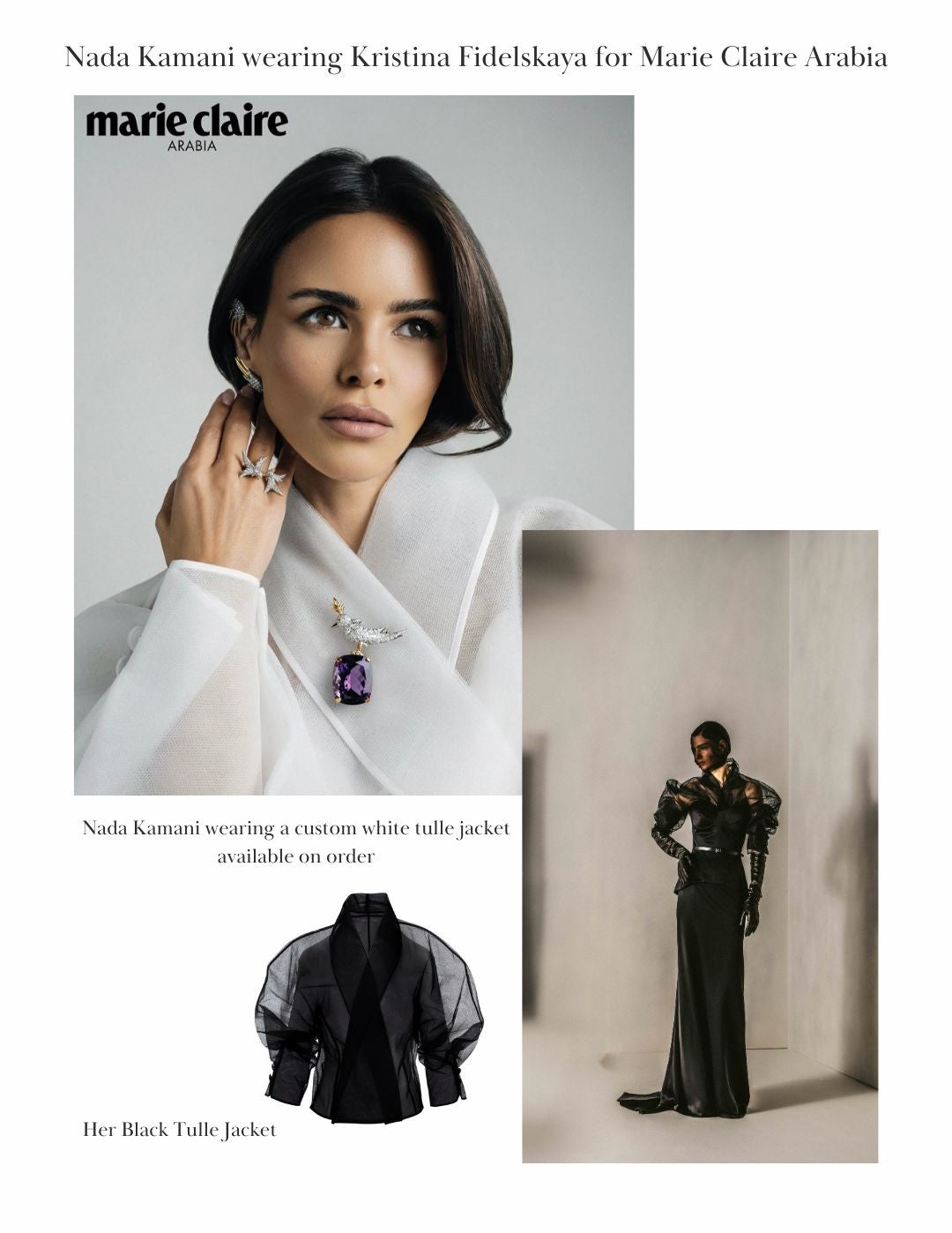 Nada Kamani in Kristina Fidelskaya for Marie Claire Arabia