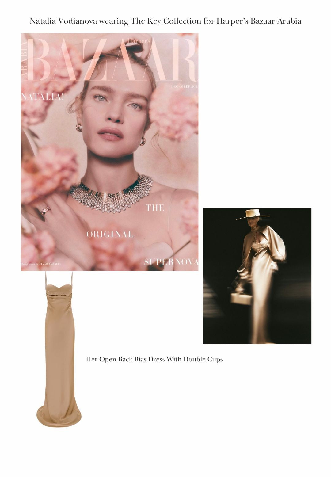 Natalia Vodianova in Kristina Fidelskaya for Harper’s Bazaar Arabia