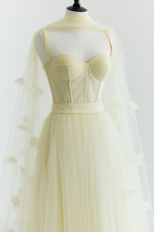 Her Embellished Butter Yellow Scarf