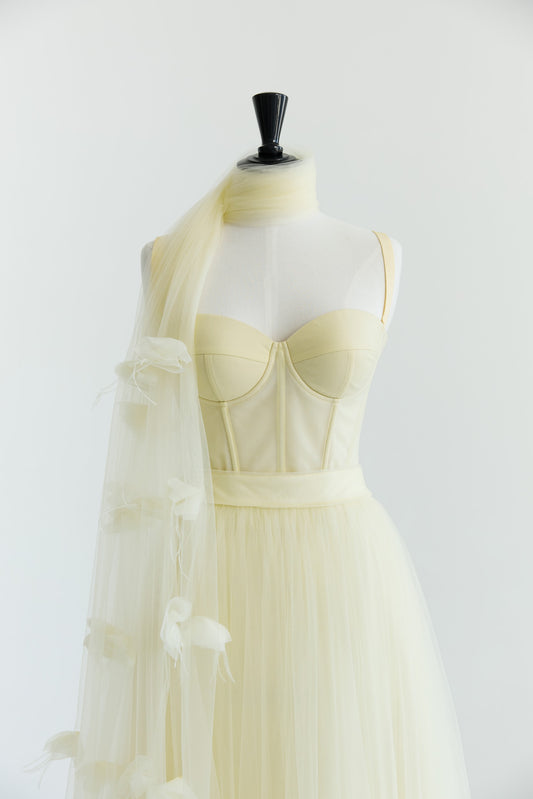 Her Embellished Butter Yellow Scarf