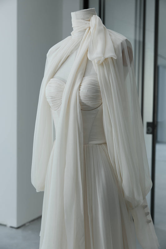 Her White Chiffon Sleeve Blouse