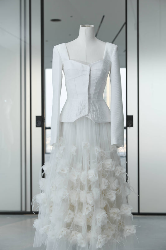Her Jacquard Bridal White Jacket