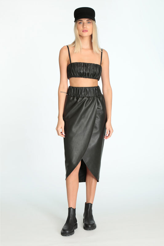 Her Asymmetric Wrap Black Skirt