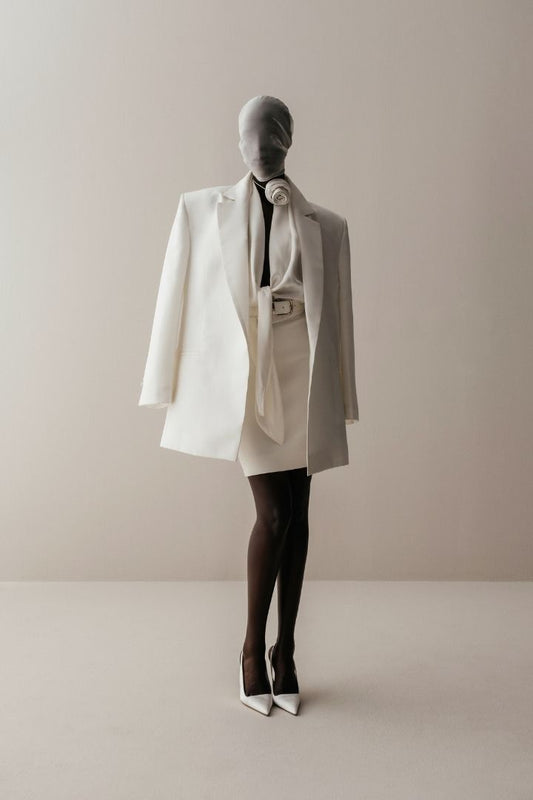 Her White Double Breast Blazer