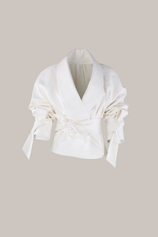 Her Shawl Collar Reglan White Jacket