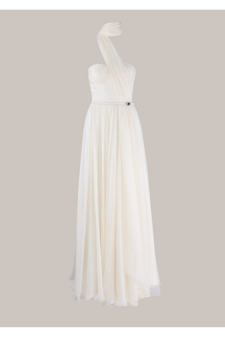 Her Strapless Chiffon Gown