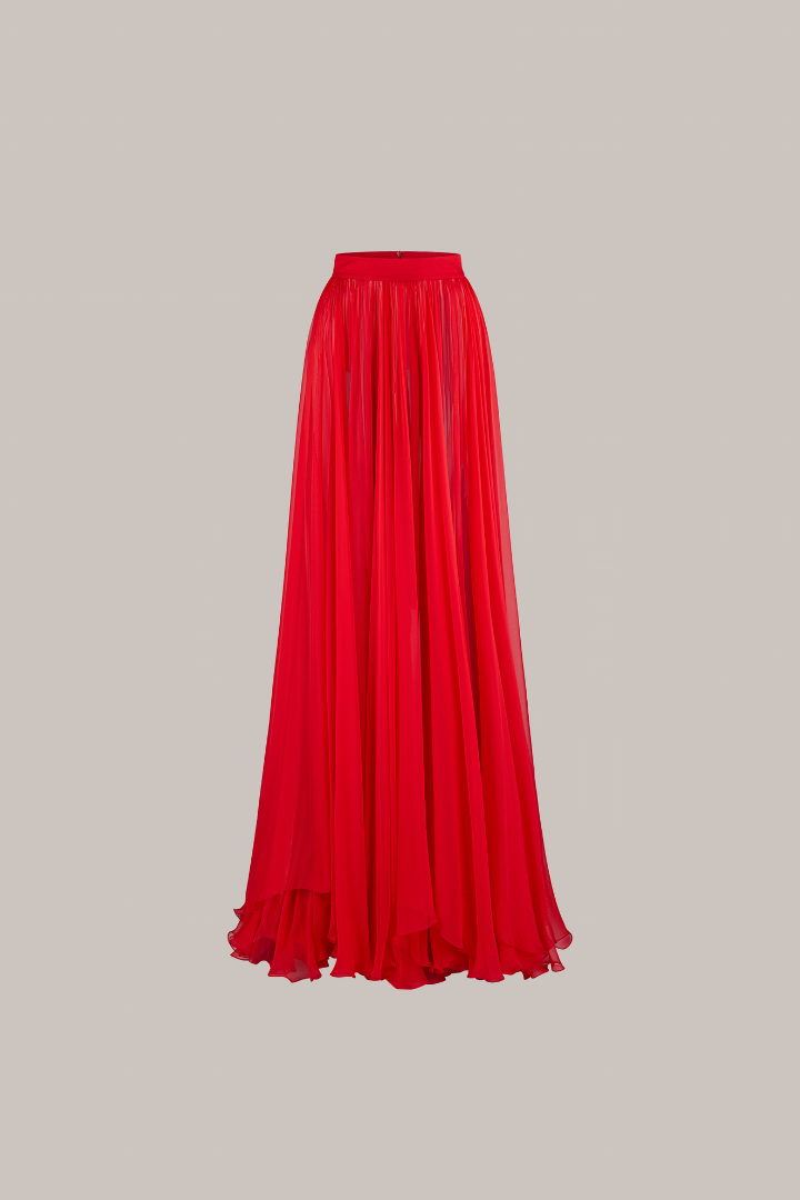 Her Full Fine Red Skirt