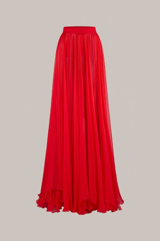 Her Red Full Line Long Skirt