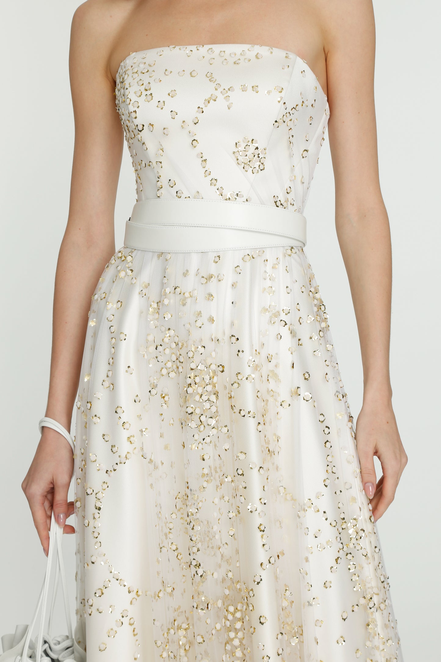 Off-White and Gold Sparkling Dress