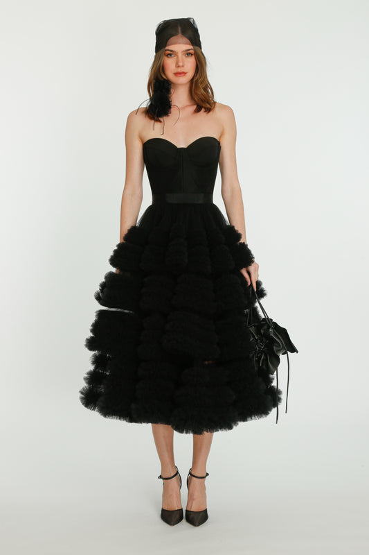 Evening Ruched Tulle Dress