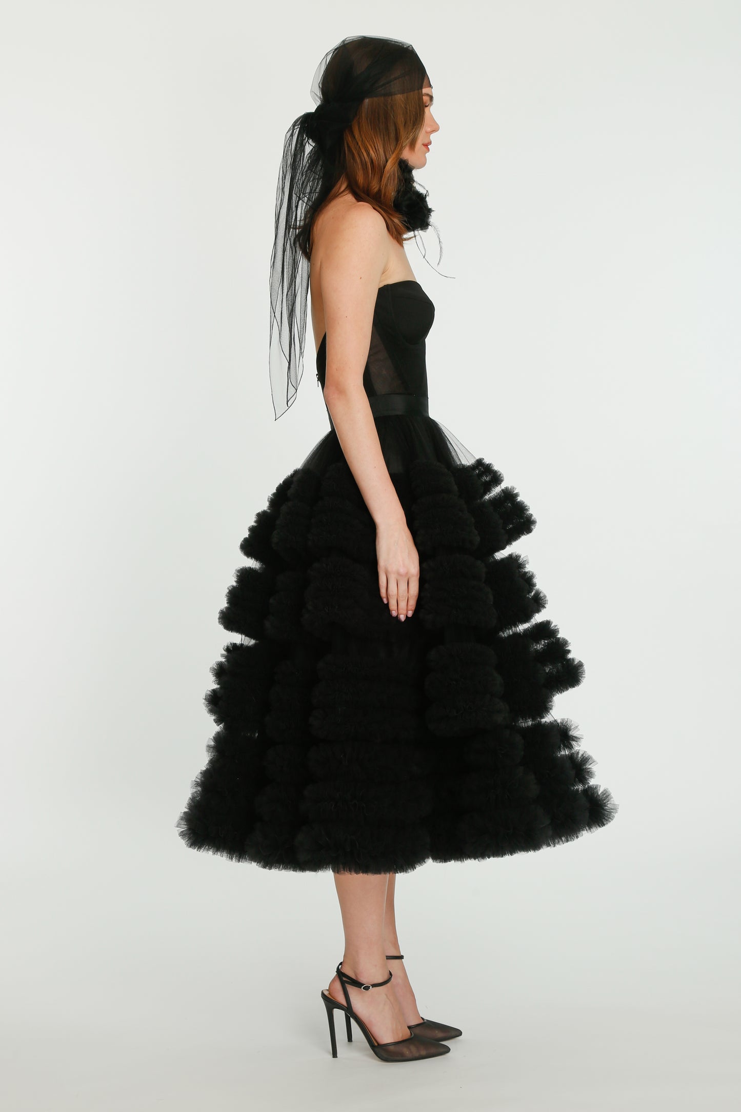 Evening Ruched Tulle Dress