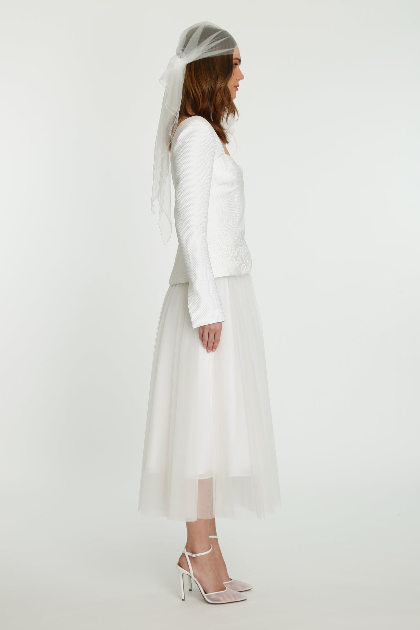 White Midi Tulle Skirt