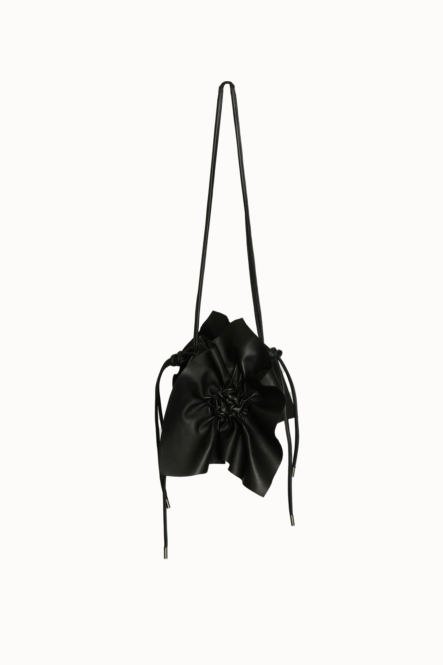 Black Leather Flower Bag