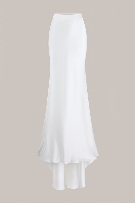 Her Full Long Silk Off White Skirt