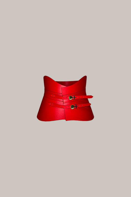 Her Red Leather Waist Cincher