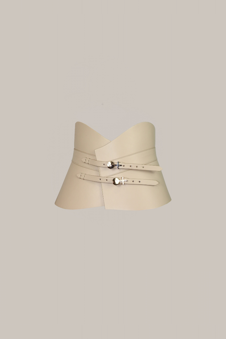 Her Anima Leather Waist Beige Cincher