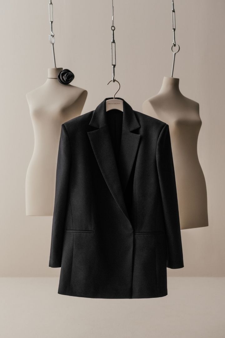 Her Black Double Breast Blazer