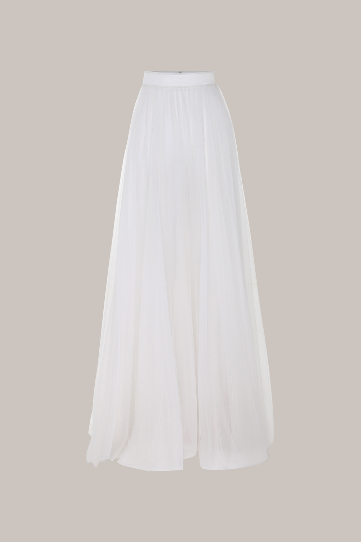 Her Full Long Layered Off White Skirt