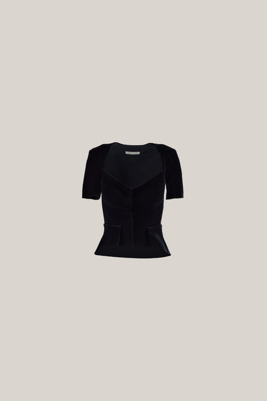 Her Short Sleeve Velvet Black Jacket