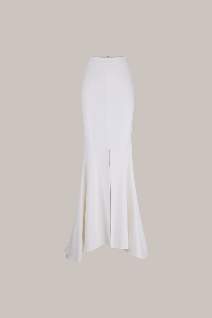 Her High Waist Long Off White Skirt