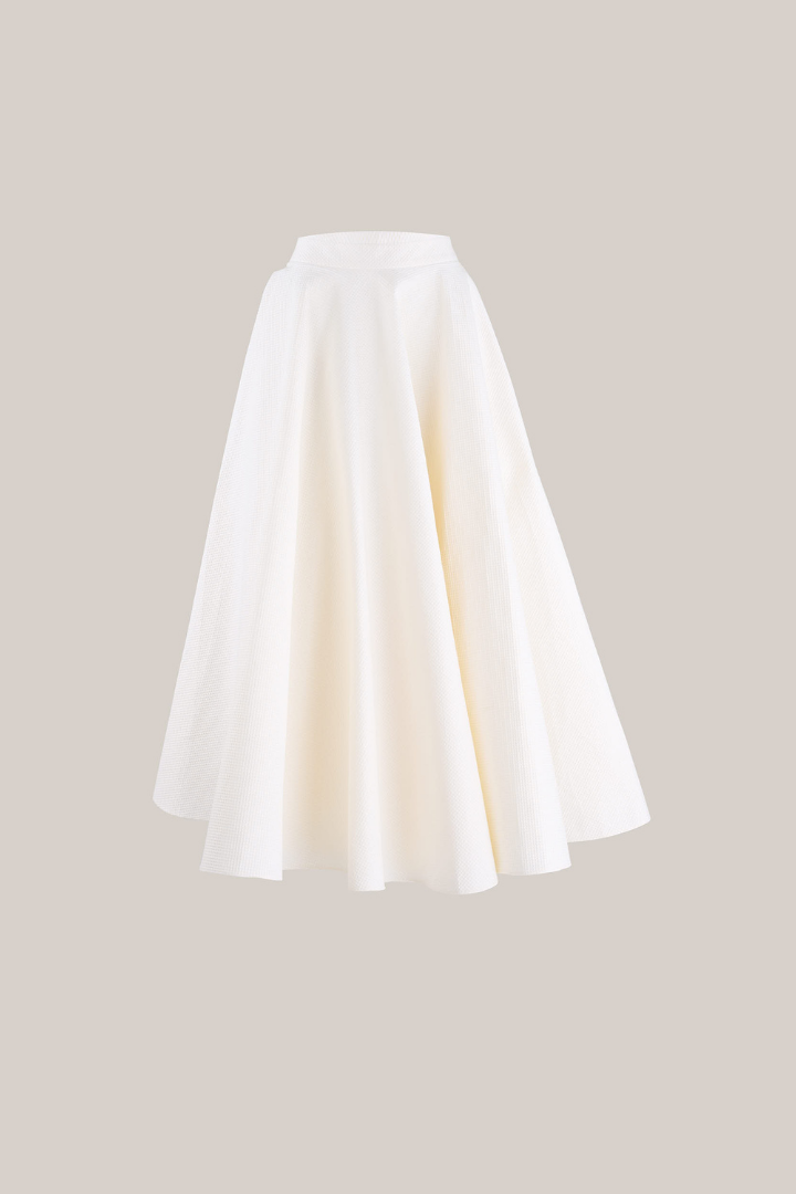 Her Midi Full Ivory Skirt