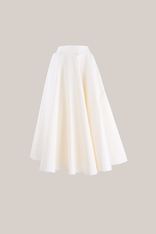 Her Midi Full Ivory Skirt