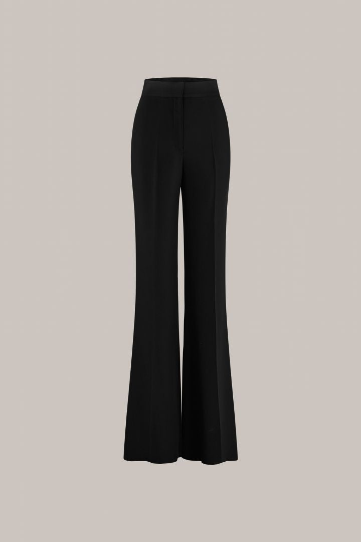 Black High Waist Silk Cady Trousers