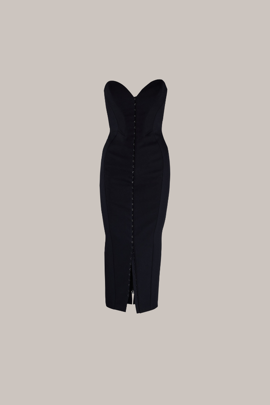 Her Heart Midi Black Dress