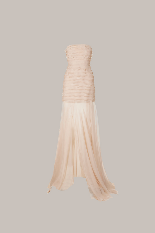 Her Silk Chiffon Beige Dress