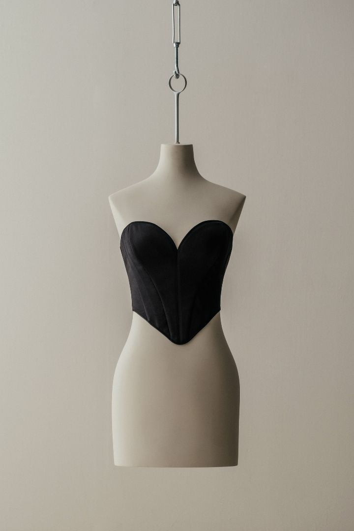 Her Black Heart Silk Corset