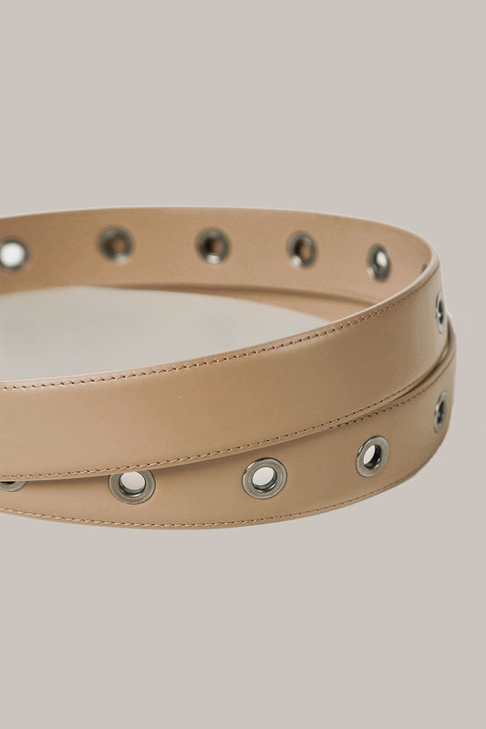 Her Wrap Around Leather Beige Belt
