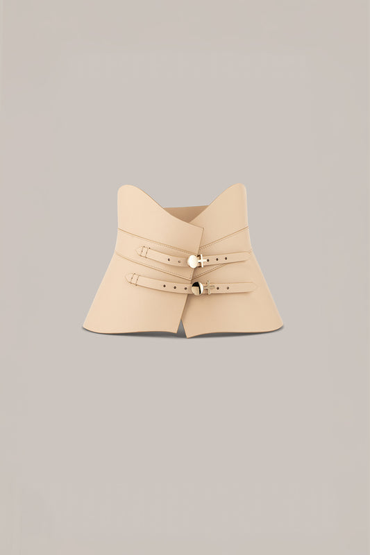 Her Anima Leather Waist Beige Cincher