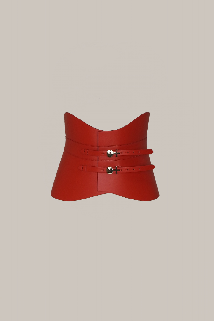 Her Anima Leather Waist  Red Cincher
