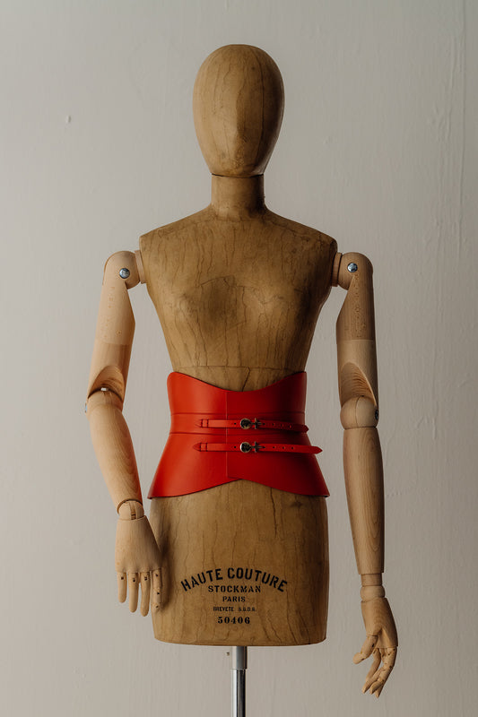 Her Anima Leather Waist  Red Cincher