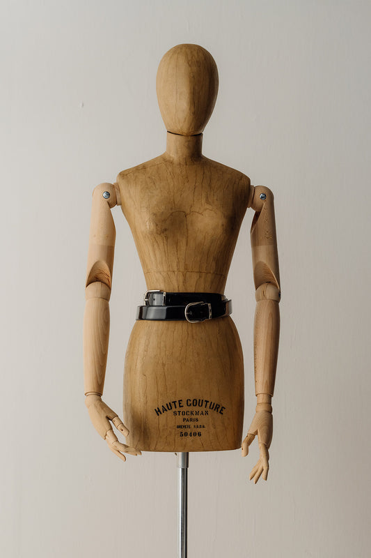 Her Double Buckle Black Leather Belt