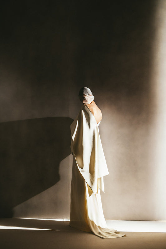 Her White Poncho Scarf