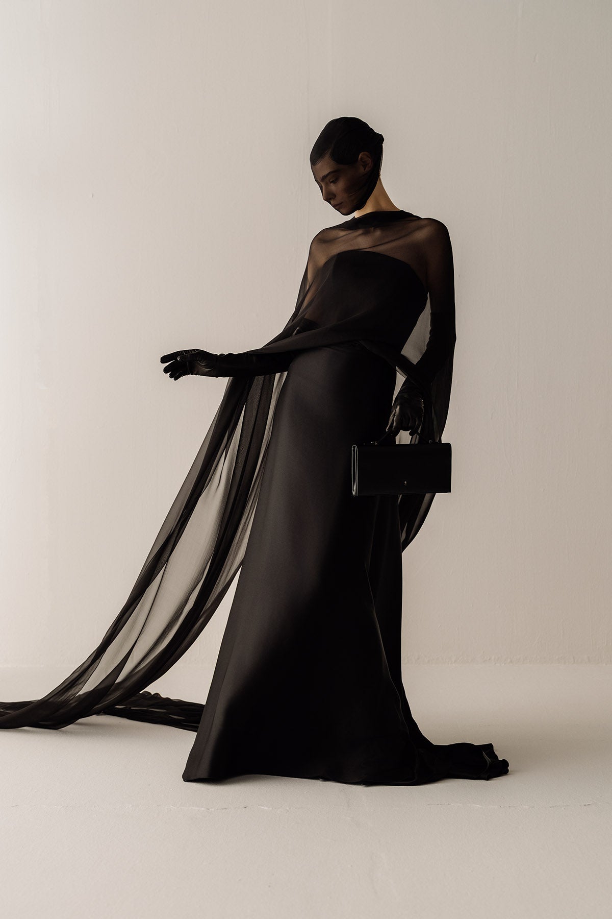 Her Black Chiffon Scarf