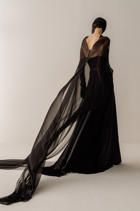 Her Black Chiffon Scarf