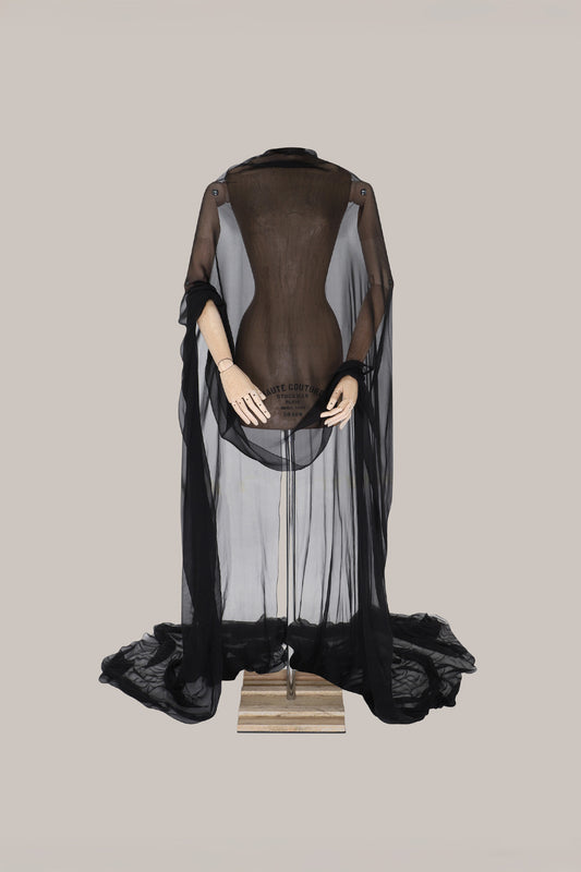 Her Black Chiffon Scarf