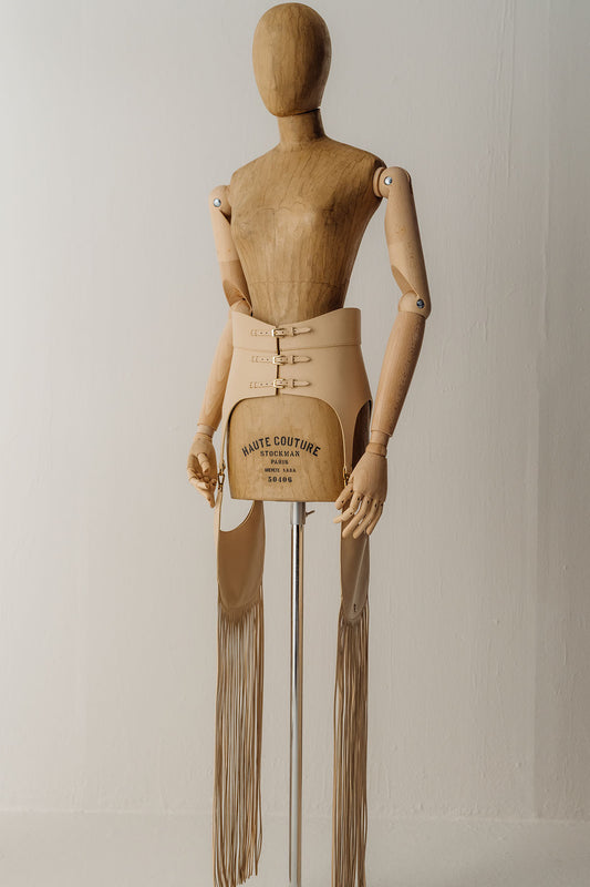 Her Beige Fringes Corset Belt