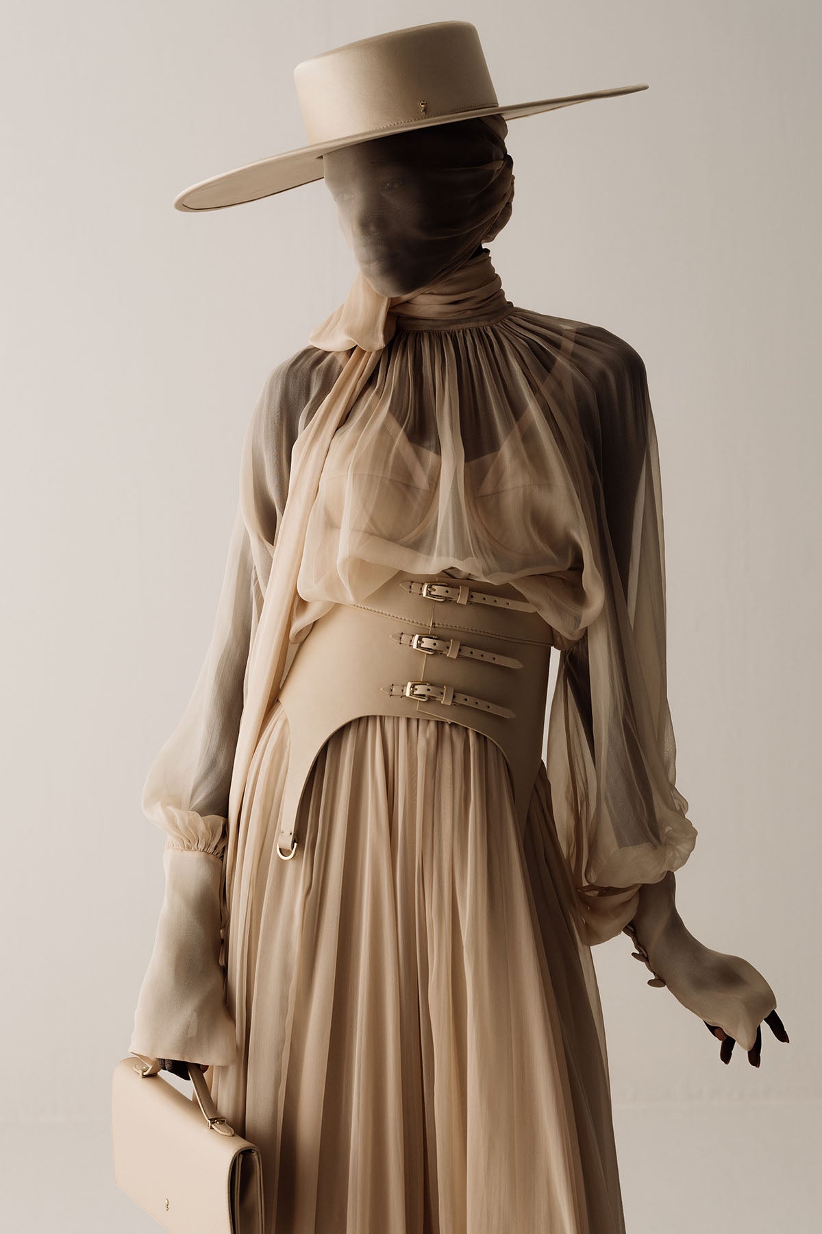 Her Beige Fringes Corset Belt