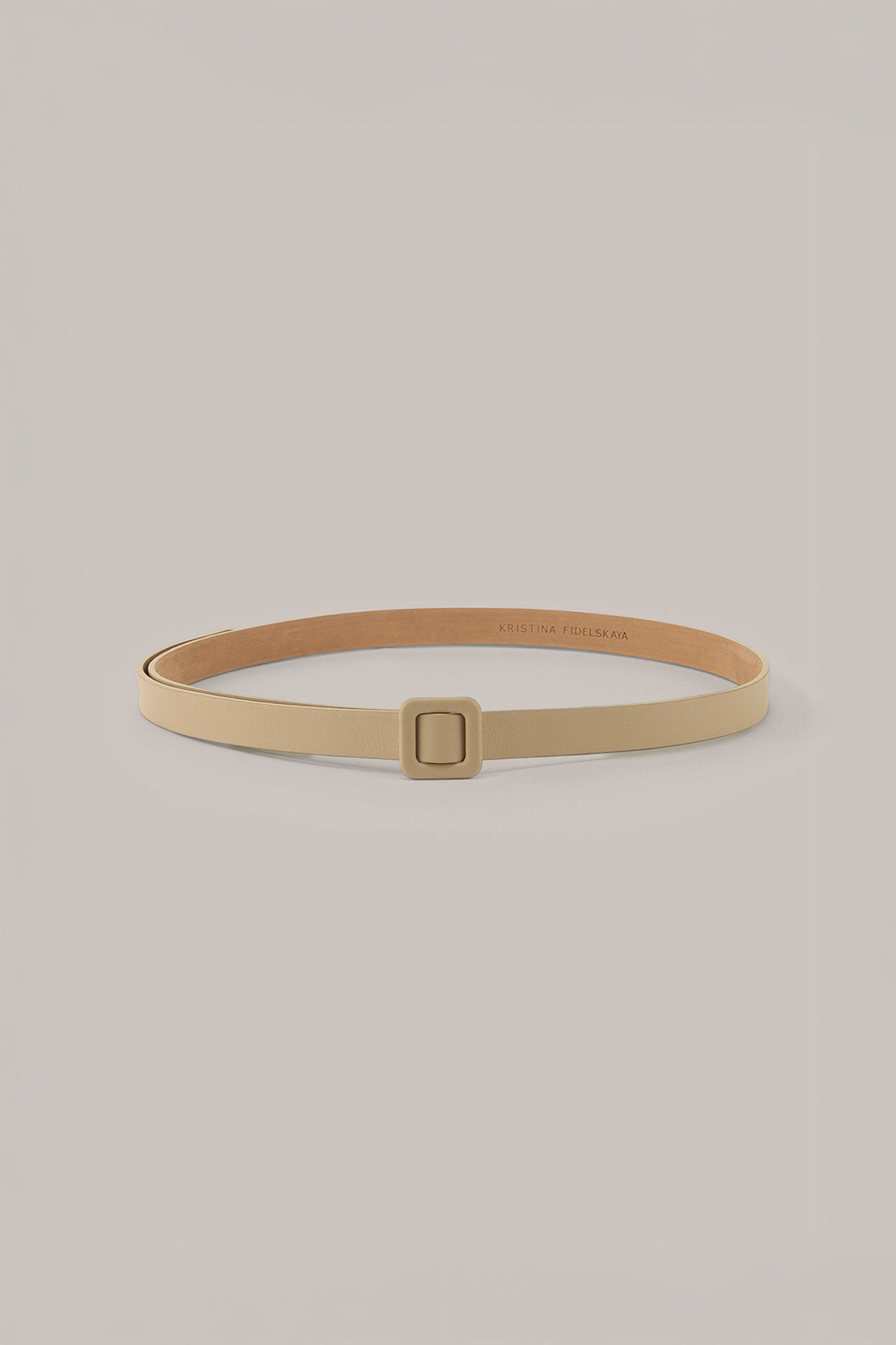 Her Beige Silk Thin Belt
