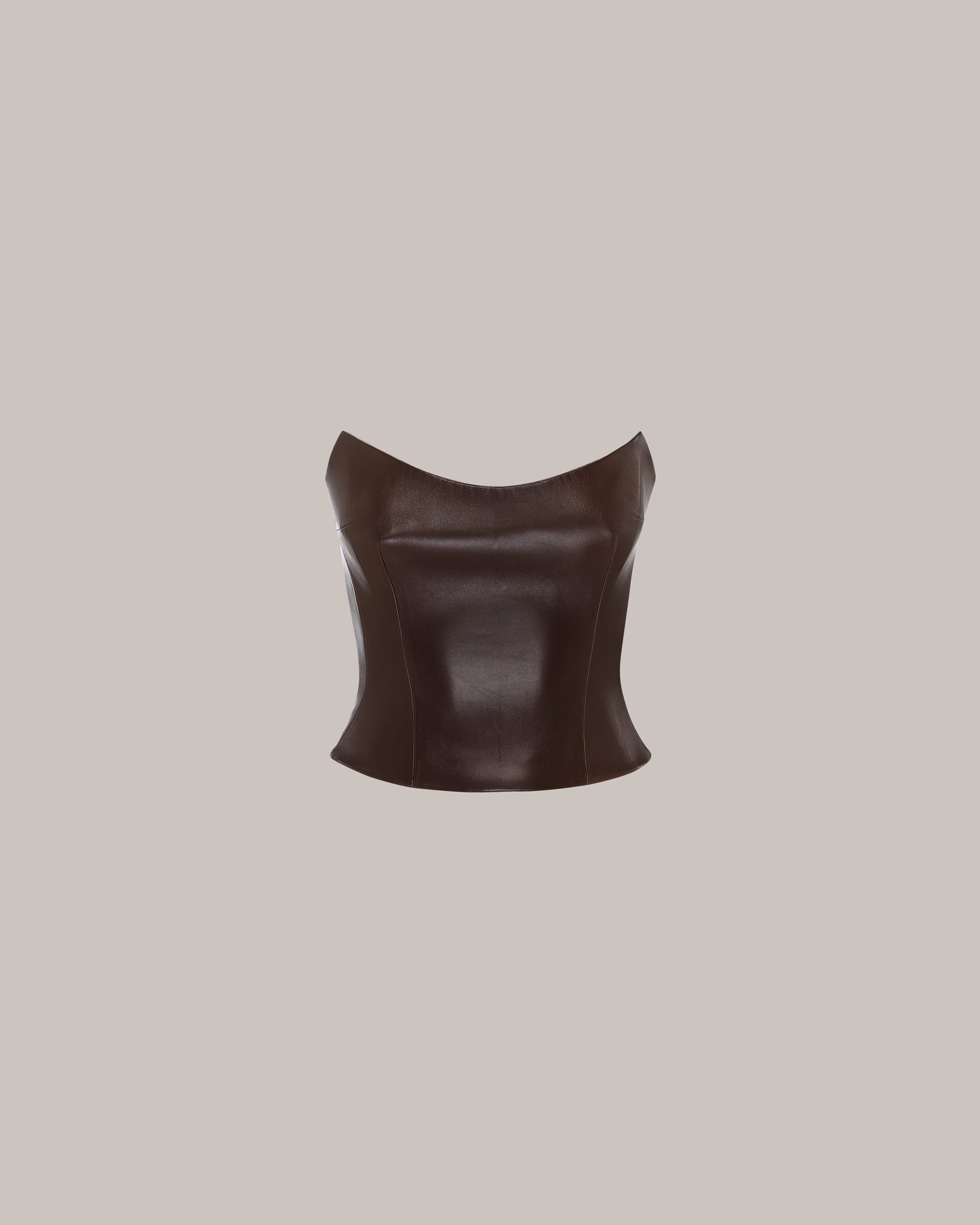 Her Strapless Brown Leather Corset
